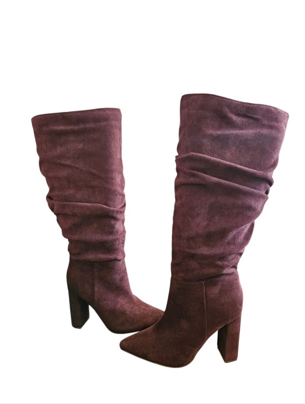 Windsor Runway Ready Under-The-Knee Faux Suede Scrunch Boots In Brown Size 7 NEW